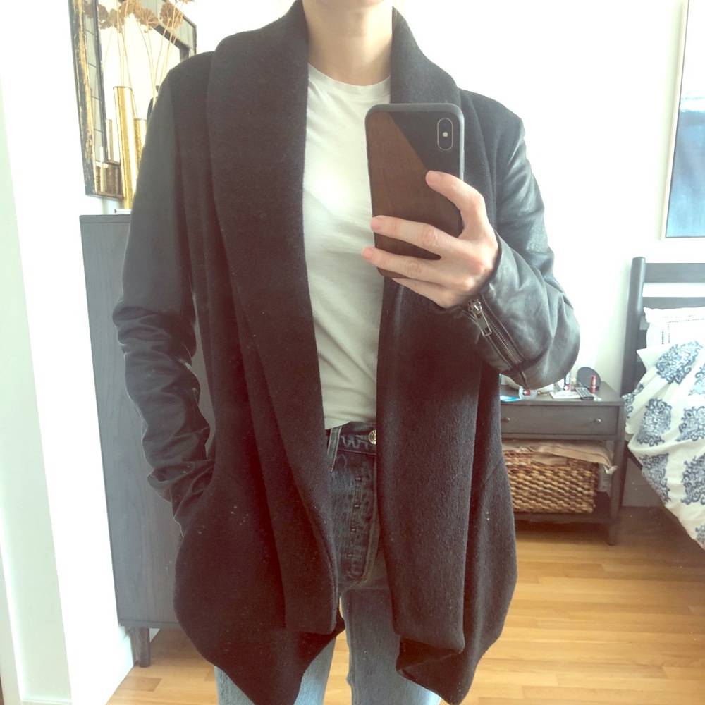 THEORY Leather sleeved jacket!